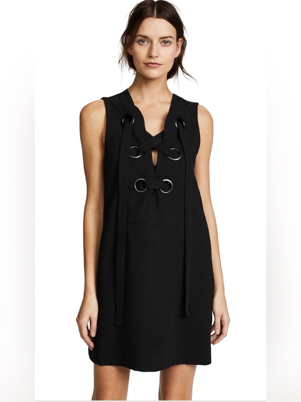 English Factory Knit Sleeveless Stretch Lace-Up Shift, Medium